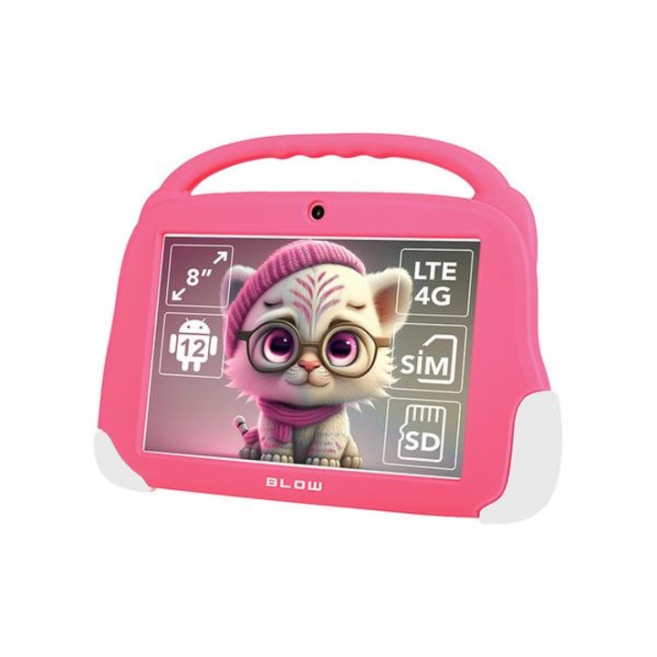 Таблет Blow KidsTAB8, 8-ядрен процесор UNISOC T606, 4GB RAM, 64GB Flash, 5MP+8MP, Wi-Fi, Bluetooth, 4G, Android 12 розов