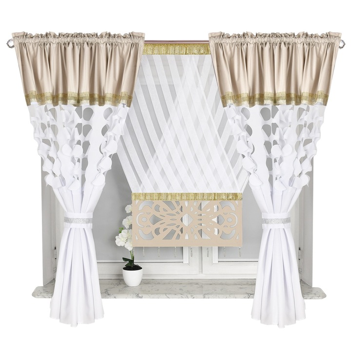 Perdea, Salviano, 410x160 cm, Bej Aur