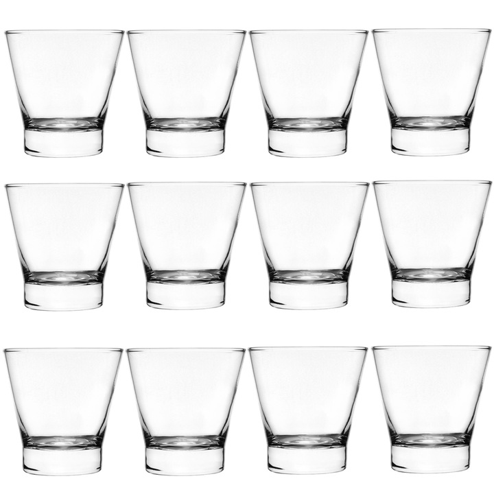 Set 12 pahare whisky NADIR ILHABELA, 350ml, D9, 7xh9, 9cm, sticla
