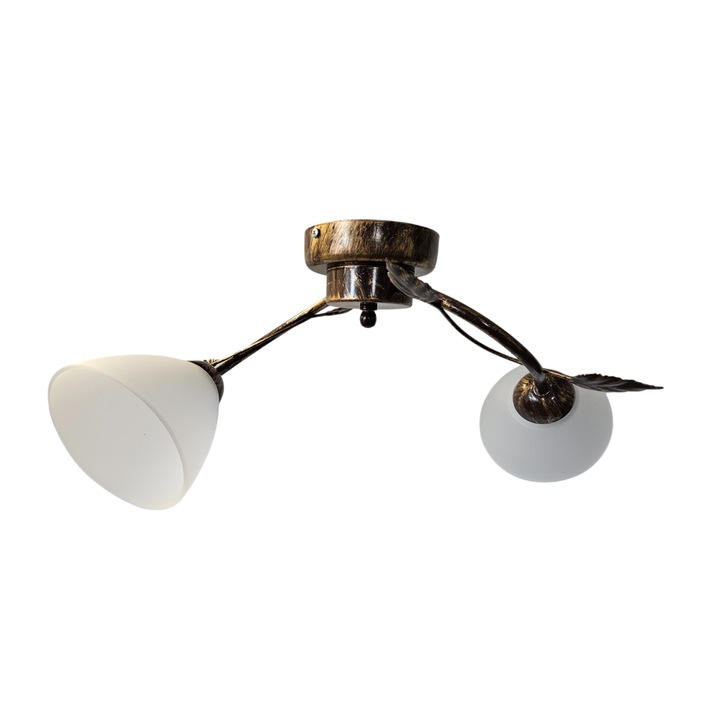 Candelabru clasic cu abajururi albe 2x60W