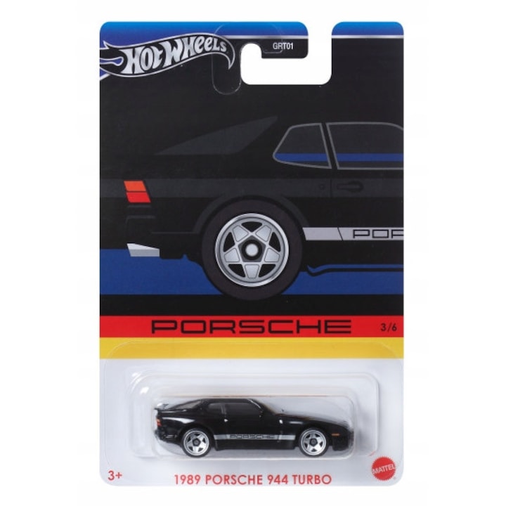 Masinuta metalica Hot Wheels, Porsche 944 Turbo, Colectia Porsche 3 din 6, 1:64, Negru