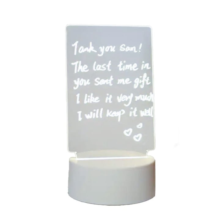 Testreszabható LED lámpa, akril, USB tápegység, ceruza üzenetekhez