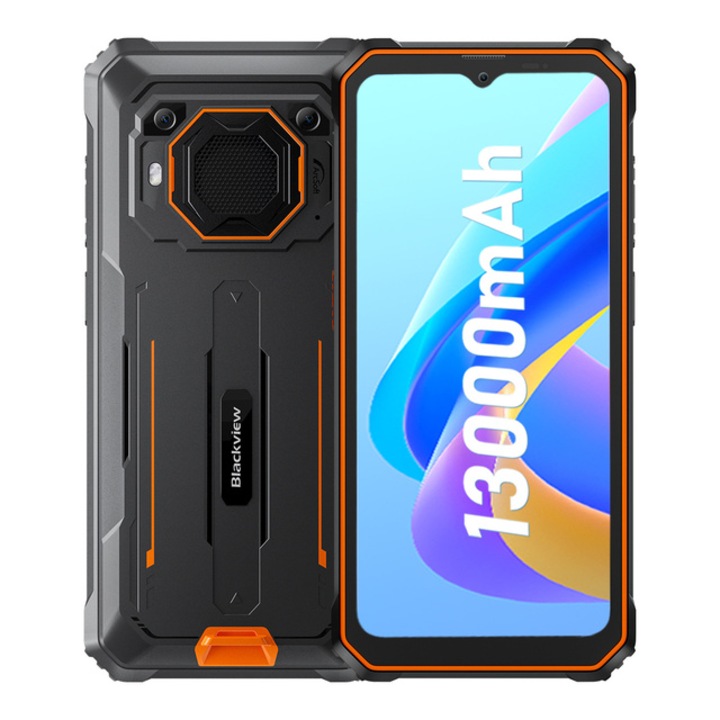 Мобилен телефон Blackview BV6200 Orange, 4G, IPS 6.56", Високоговорител 3W, 4+4GB RAM, 64GB ROM, Android 13, Helio A22, NFC, 13000mAh, Dual SIM