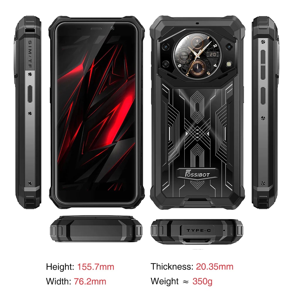 Telefon mobil FOSSiBOT F101 Pro Negru, 4G, Dual Display, 5.45”HD+ IPS 1.32", 15GB RAM (8GB + 7GB extensibili), 128GB ROM, 24MP+8MP, Android 13, MT8788 Octa Core, NFC/HAC, 10600mAh, 18W, Dual SIM
