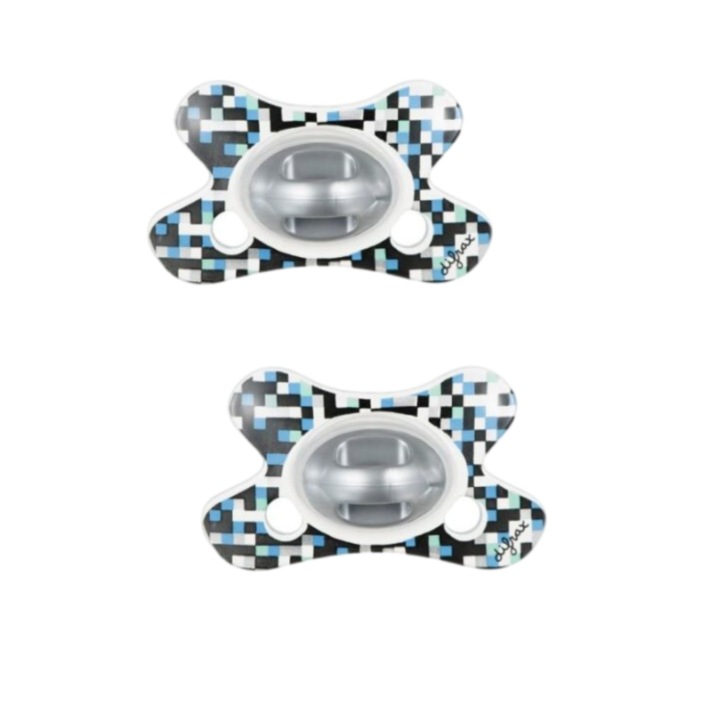 Комплект 2 залъгалки Difrax 0-6 месеца Blue Pattern сини