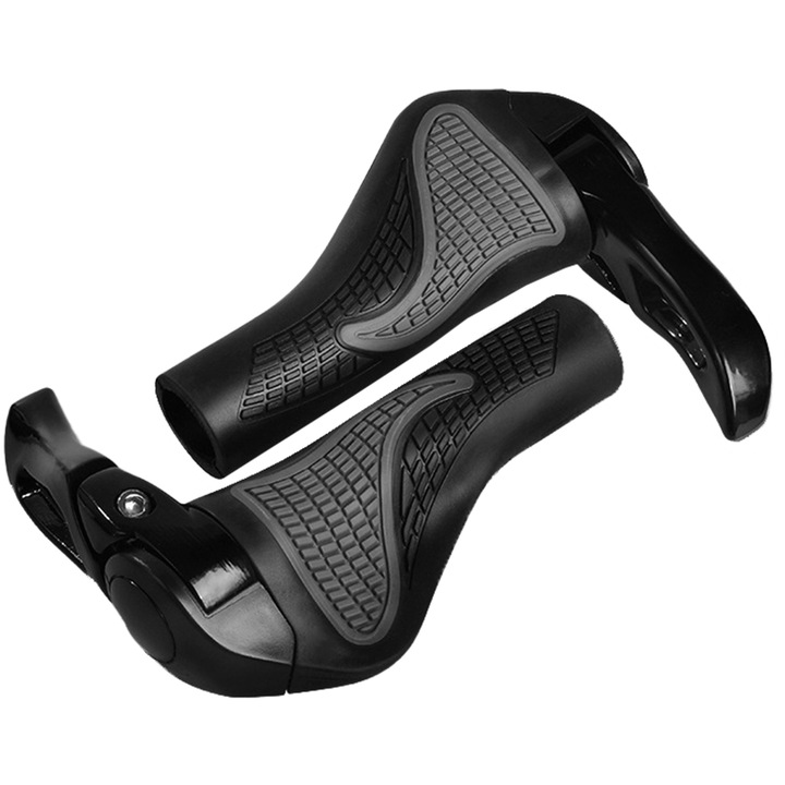 Комплект от 2 велосипедни дръжки, Minetgnon, гума и алуминий, 10.2x14 см, Черен