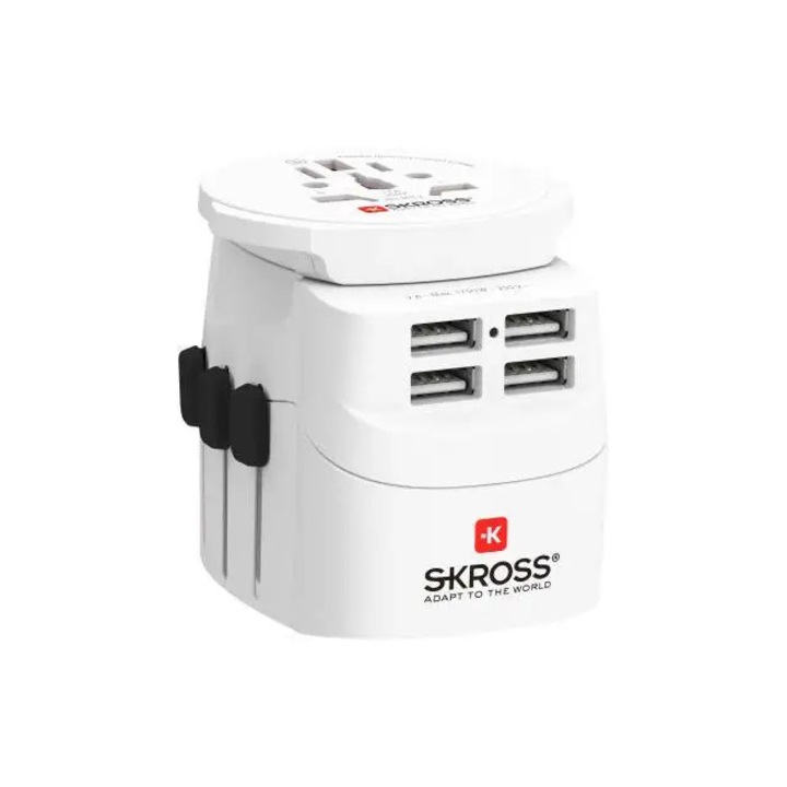 Adaptor de calatorie SKROSS PRO Light 4 x USB-A, 1.302471, Alb