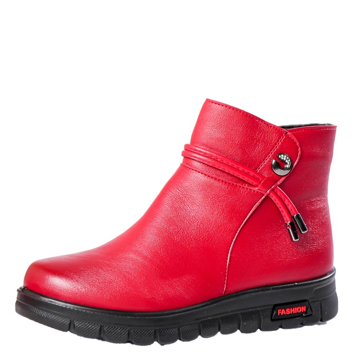 Ghete dama, Moda Stil, Ludai, Piele ecologica, Rosu, Rosu