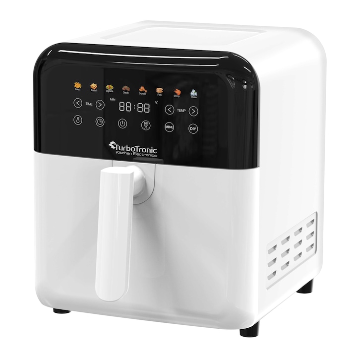 Forrólevegős sütő, digitális, 6 literes, 1600 W, 8 program, TurboTronic TT-AF190, fehér