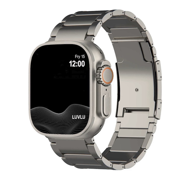 Titán szíj kompatibilis az Apple Watch ULTRA és ULTRA 2 órákkal (49 mm), állítható titán szíj biztonságos csattal és kényelmes markolattal, LUVLU™