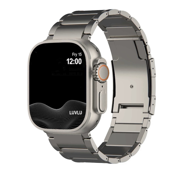 Титаниева каишка, съвместима с Apple Watch ULTRA и ULTRA 2 (49 мм), регулируема титаниева лента със сигурна закопчалка и удобен захват, LUVLU