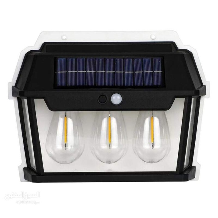 Lampa Solara de Perete SIKS Cu 3 Becuri LED, Pentru Exterior, Cu Senzor de Miscare si Lumina, Incarcare Solara, Acumulator Integrat 1800 mAh, Fara Fir, 3 Moduri de Lumina, 38W, 600 Lumeni, Rezistent la Apa, HW9993W, Culoare Negru