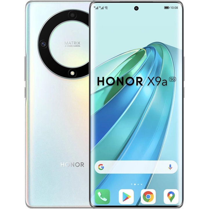 Мобилен телефон Honor X9a, 8GB RAM, 256GB, 5G, Titanium Silver