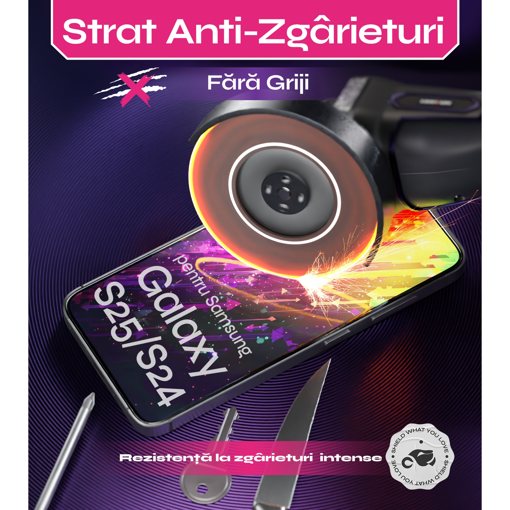 Set 2 Folii sticla compatibil cu Samsung Galaxy S25/S24, DefenSlim, instalare usoara si rapida cu dispozitiv de potrivire automata in 30 sec cu Easy Install Kit patentat, protectie telefon