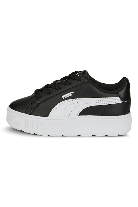 Puma, Спортни обувки Karmen от еко кожа с лого, Бял/Черен