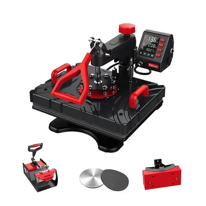 Presa termica personalizari multifunctionala FreeSUB 5in1, cani, tricouri, sepci, magneti