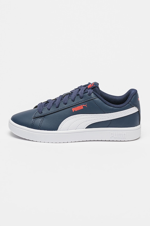 Puma, Pantofi sport Rickie Classic de piele ecologica si material textil, Alb/Bleumarin
