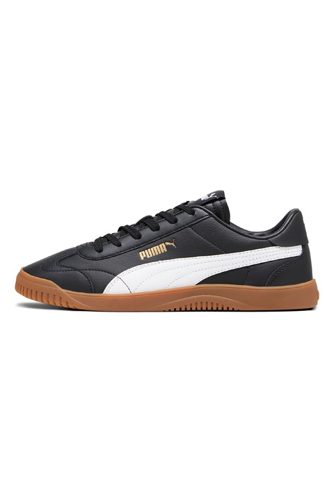 Puma, Pantofi sport de piele si piele ecologica Club, Negru, Alb, 7