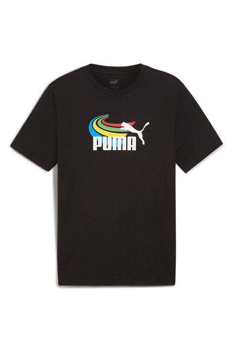 Puma, Tricou cu imprimeu Summer Sports, Alb/Negru