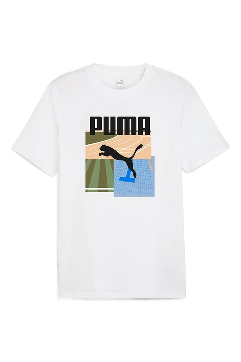 Puma, Tricou Summer Sports, Alb/Verde/Albastru