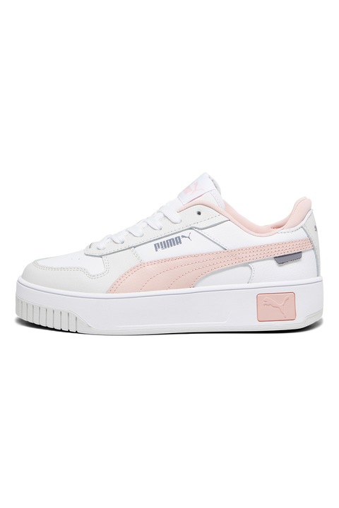 Puma, Pantofi sport Carina Street Jr. de piele si piele ecologica, Alb/Roz