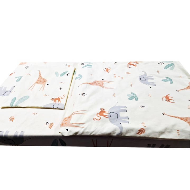 Lenjerie pat, 3 piese MCF, Aminal Jungle, multicolor, finet, 60x120 cm