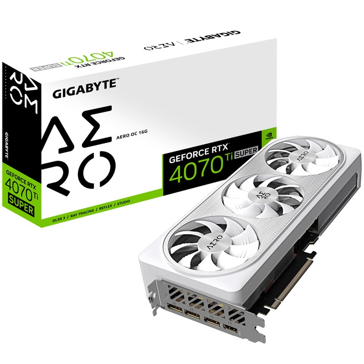 Видеокарта GIGABYTE GeForce RTX™ 4070 Ti Super AERO OC, 16GB GDDR6X, 256-bit