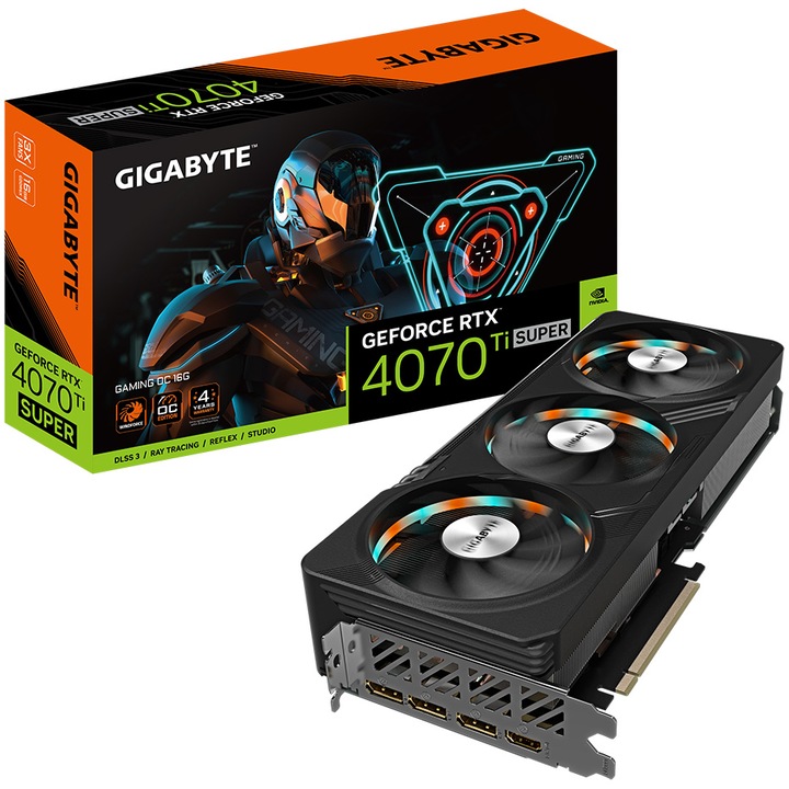 Видеокарта GIGABYTE GeForce RTX™ 4070 Ti Super GAMING OC, 16GB GDDR6X, 256-bit