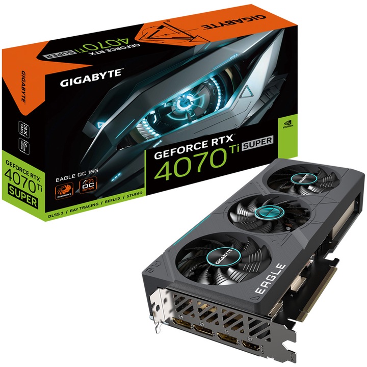 Видеокарта GIGABYTE GeForce RTX™ 4070 Ti Super EAGLE OC, 16GB GDDR6X, 256-bit