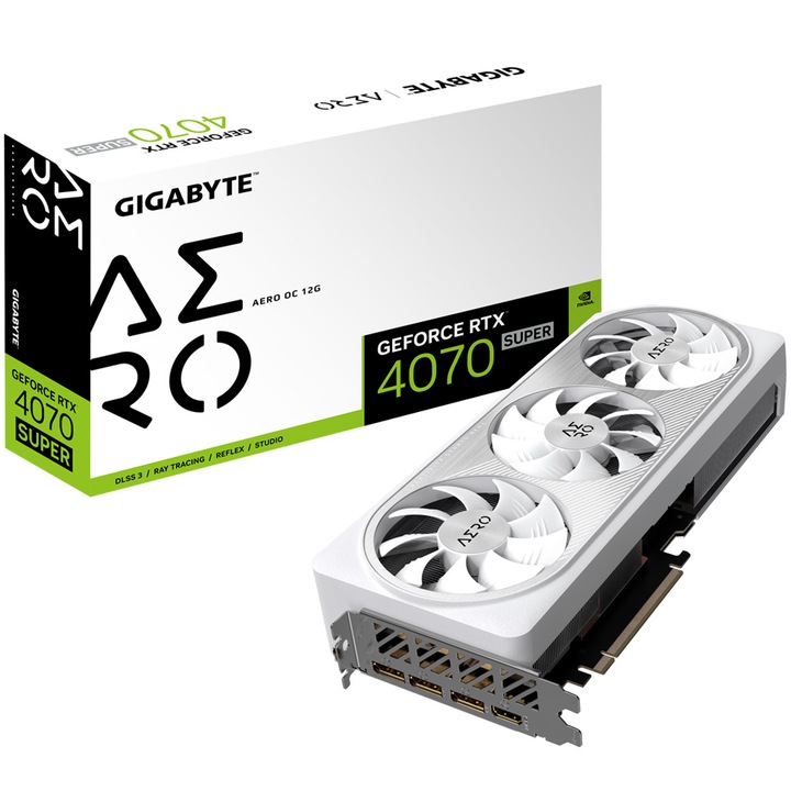 GIGABYTE GeForce RTX™ 4070 Super Videókártya, AERO OC, 12 GB GDDR6X, 192 bit