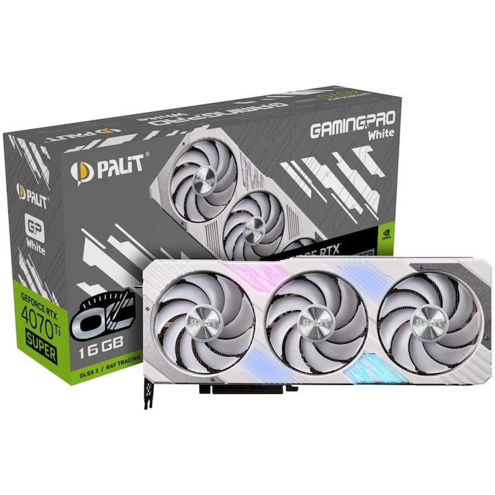 Placa video PALIT GeForce RTX™ 4070Ti Super GamingPro White, OC 16GB GDDR6X, 256-bit