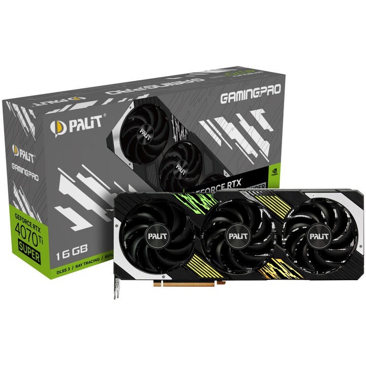 Placa video PALIT GeForce RTX™ 4070Ti Super GamingPro, 16GB GDDR6X, 256-bit
