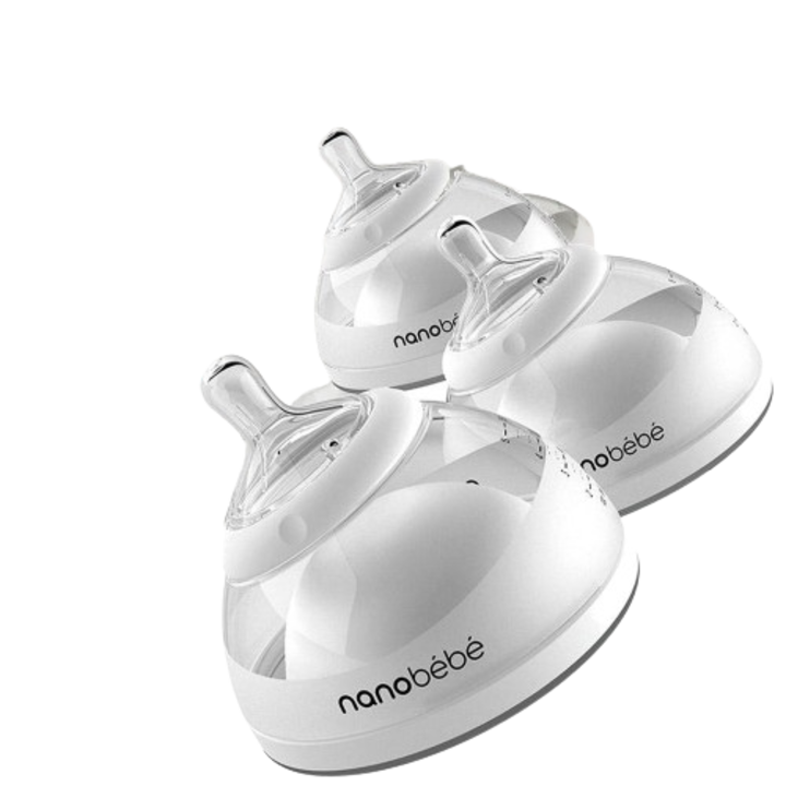 Set 3 biberoane, Nanobebe, Plastic, 150 ml, Gri