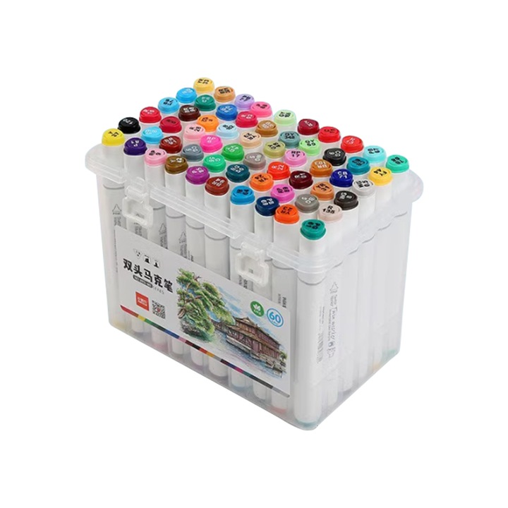 Markere, pachet 60, Senmase, cutie, 2 capete, 15 cm, multicolor