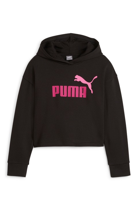 Puma, Hanorac din amestec de bumbac cu imprimeu logo ESS+, Negru