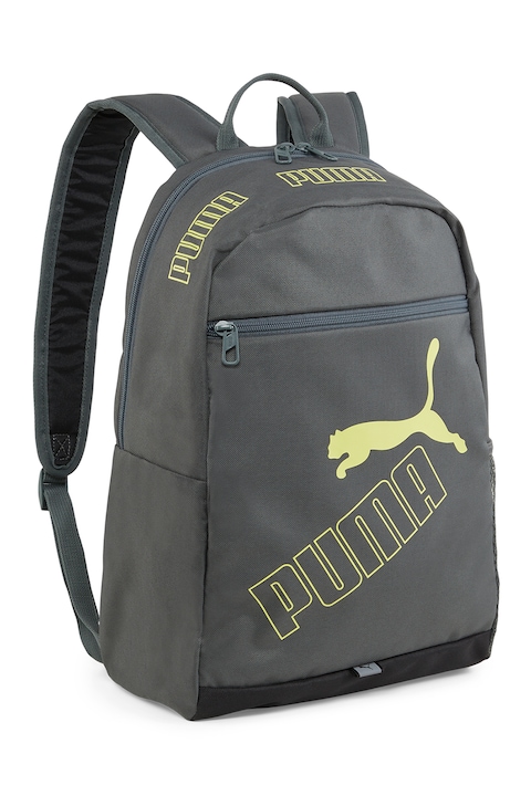 Puma, Rucsac cu model logo Phase - 21L, Gri, Verde lime