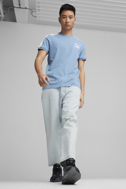Puma, Tricou cu detaliu logo pe piept, Albastru prafuit