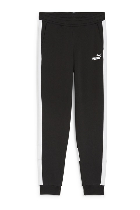 Puma, Спортен панталон Essentials с цветен блок, Бял/Черен