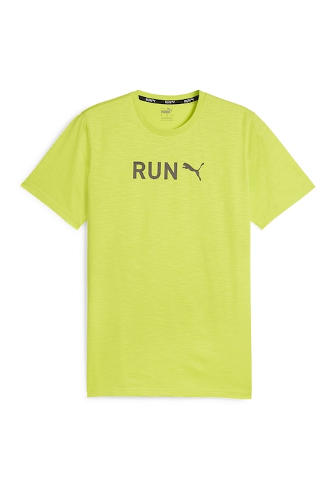 Puma, Tricou cu imprimeu grafic pentru alergare, Verde lime