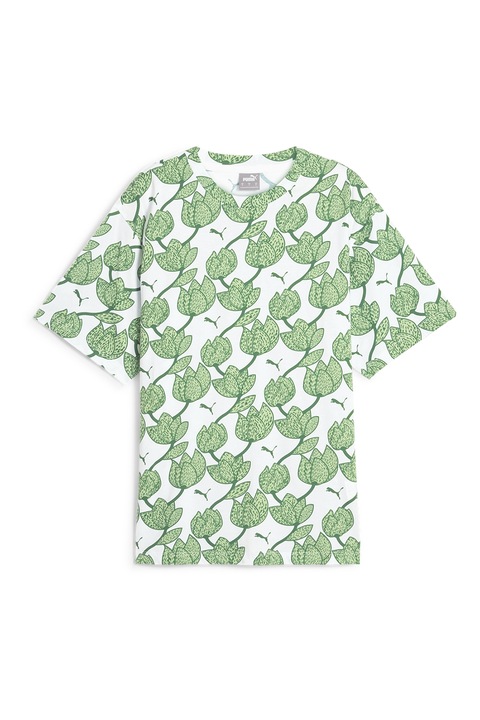 Puma, Флорална тениска Ess+ Blossom, Бял/Аква зелено/Шам фъстък зелено