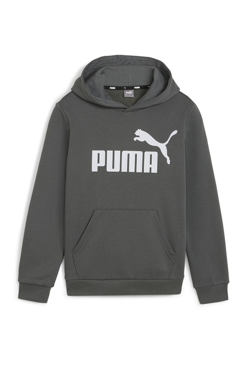 Puma, Hanorac cu imprimeu logo Essentials, Alb/Gri inchis