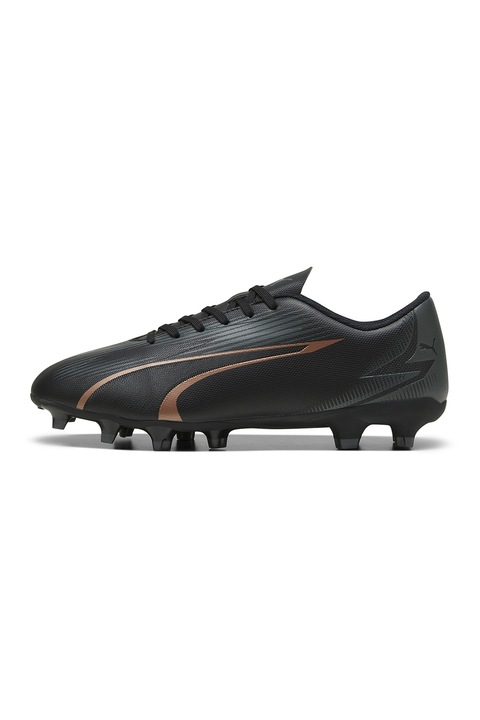 Puma, Pantofi de piele ecologica pentru fotbal Ultra Play, Gri antracit/Negru