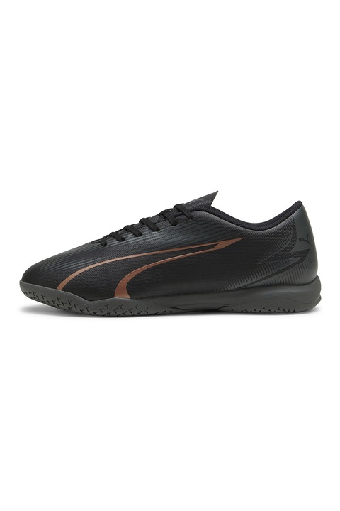 Puma, Pantofi de piele ecologica pentru fotbal Ultra Play, Negru/Gri antracit