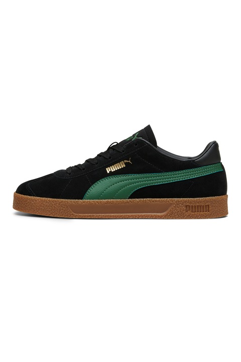 Puma, Pantofi sport de piele intoarsa cu logo Club, Verde, Negru, 9.5