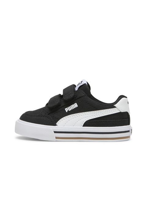 Puma, Pantofi sport Court Classic cu velcro, Alb/Negru