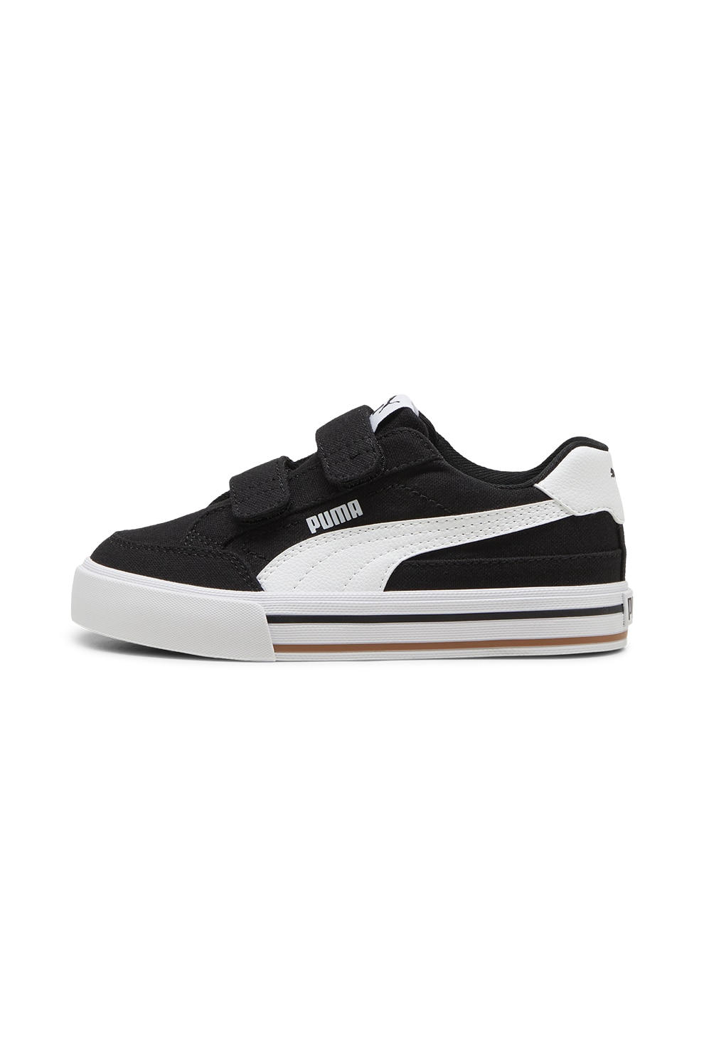 Puma, Pantofi sport cu velcro Court Classic, Negru, 32 EU