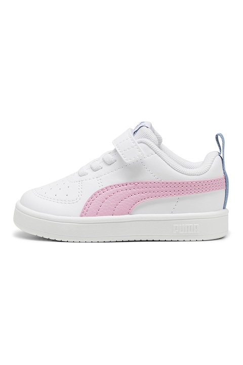 Puma, Спортни обувки Rickie от еко кожа с велкро, Бял/Розово