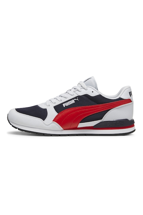 Puma, Runner műbőr sneaker hálós anyagbetétekkel, Piros/Fehér/Tengerészkék