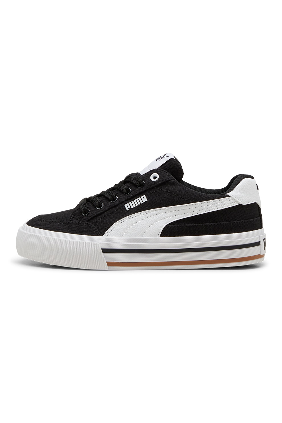 Puma, Pantofi sport Court Classic cu logo, Alb, Negru, 36 EU