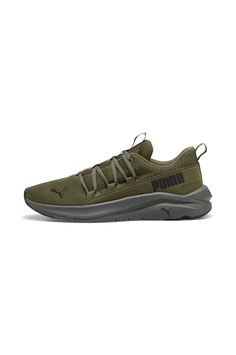 Puma, Обувки Softride One4all за бягане с контрастно лого, Армия зелено